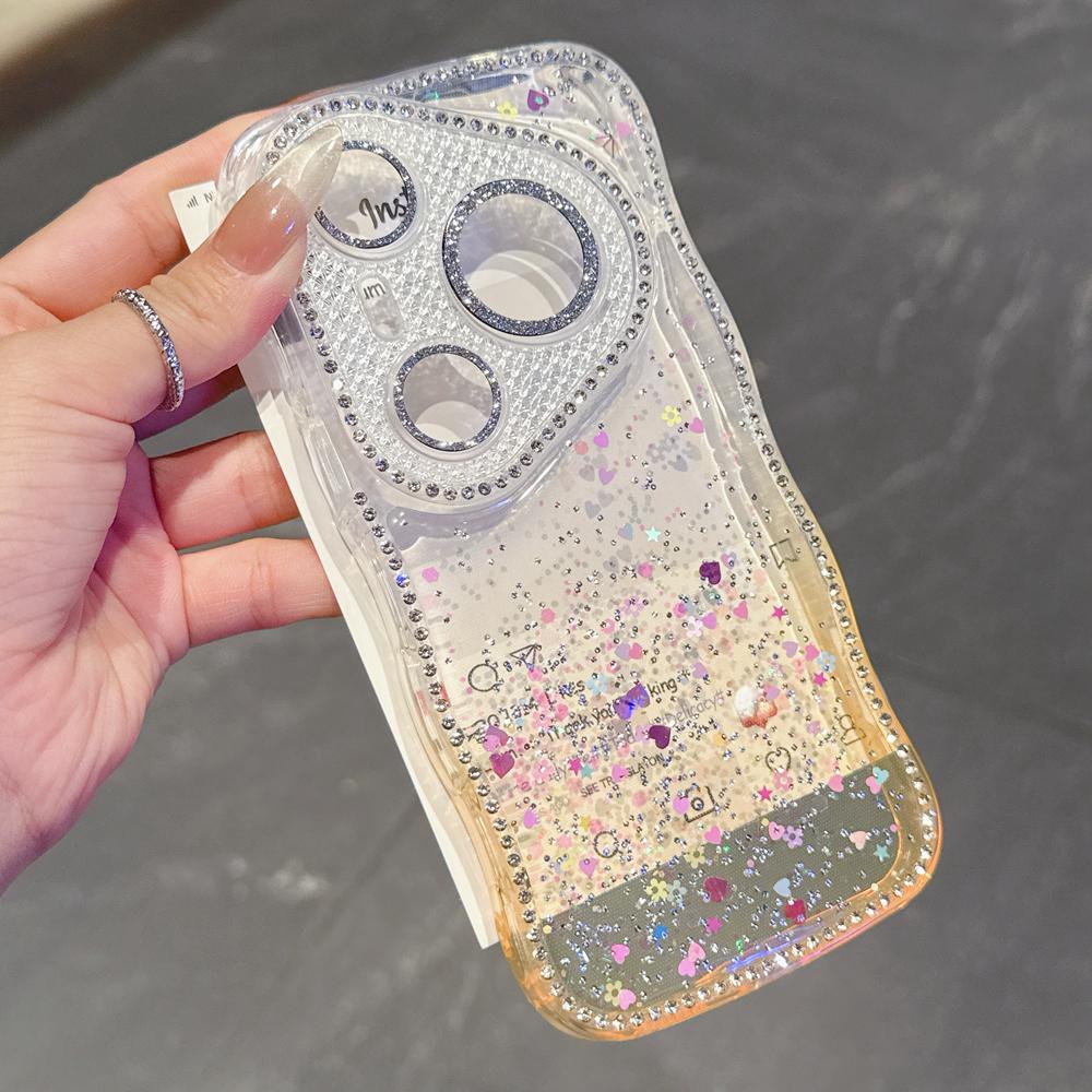 KEYSION Gradient Transparent Glitter Jewelle Phone Case for Huawei Pura 70 80 Pro 70 Ultra Lens Protector Shockproof Back Cover