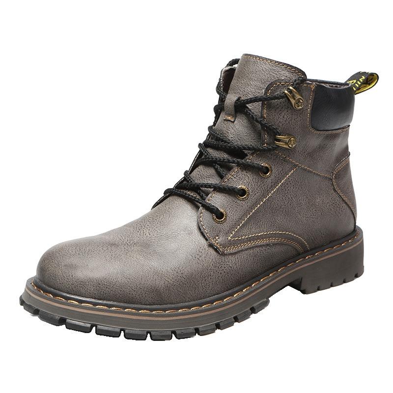 Men's Shoes Martin Boots Workwear British Style Leather Boots Short Boots Mid-high Top Shoes Korean