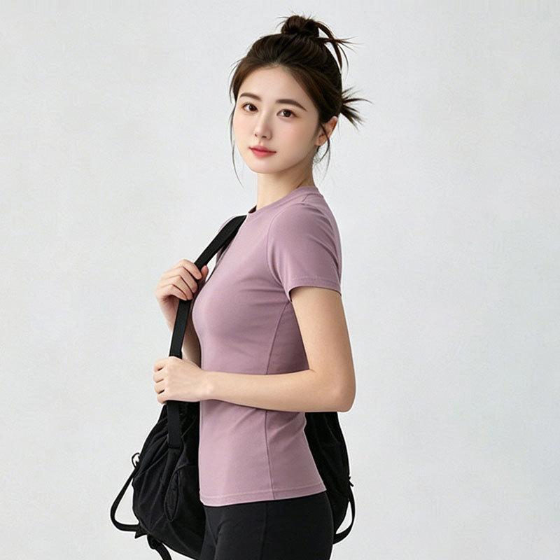 Quick-drying Slim-fitting Short-sleeved Women's High-elastic, Breathable and Thin Skin-friendly Pilates Running Versatile Sports Top