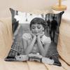 Federa Cuscino Classica A-Audrey H-Hepburn Peluche Corto Setoso Cerniera Invisibile Antipolvere Federa Cuscino Divano Per Decorazione Casa