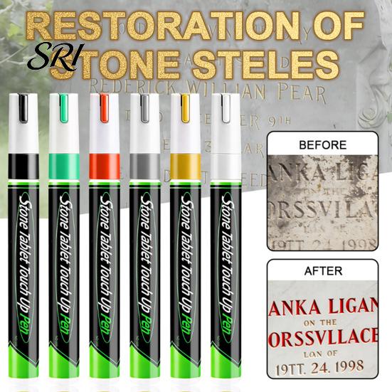 Memorial Inscription Marker Tombstone Pen with 3mm Tip Waterproof Fade-Resistant for Faded Restoration Granite Marble Repair Quick-Dry Stone