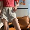 Pants Classic and Minimalist Fashion Versatile Broken Holes Female Summer High Waist Loose Thin Raw Edge Wide Leg A Word Denim Shorts Individuality