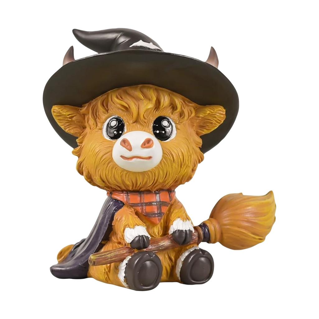Cow Figurine Halloween Pumpkin Hat Cow, Halloween Decoration , Home Garden Kitchen Work Tiered Pallet Table Decoration