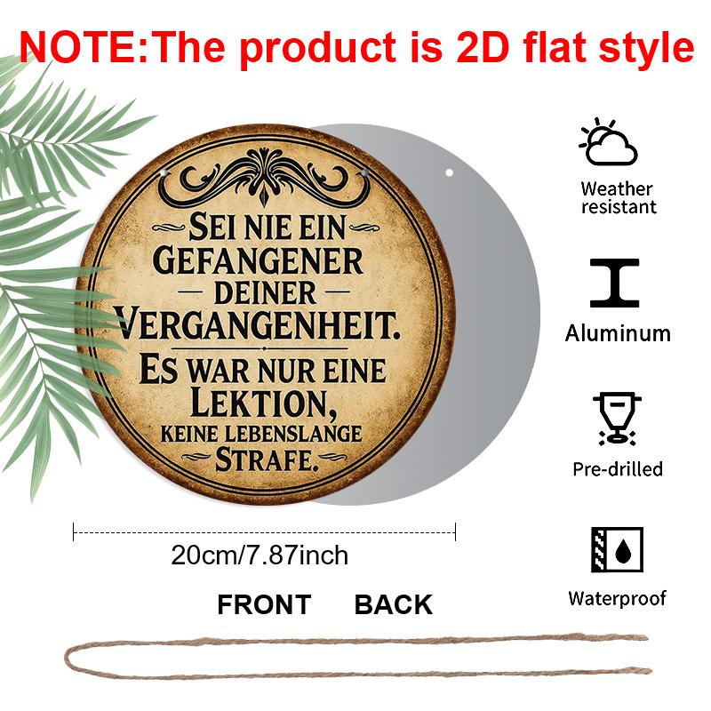 2D Flat, 1pc 7.87*7.87 Inch Round French Aluminum Sign, Vintage Decorative Plaque About "Lessons of the Past", "Life Philosophy" Decorative Plaque