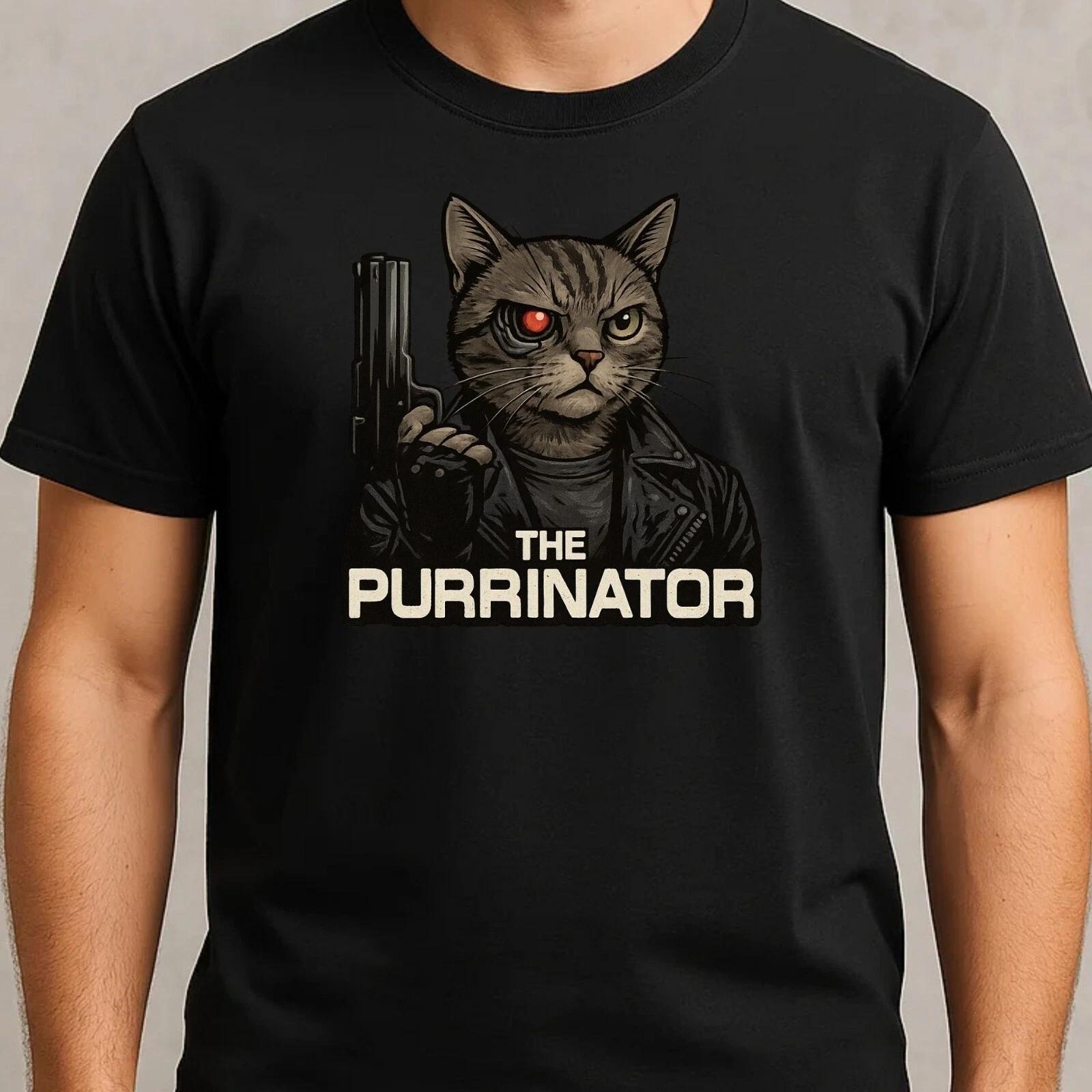 T-Shirt Herren Der Purrinator Parodie Motiv Baumwolle Größe S bis 5XL XXXL