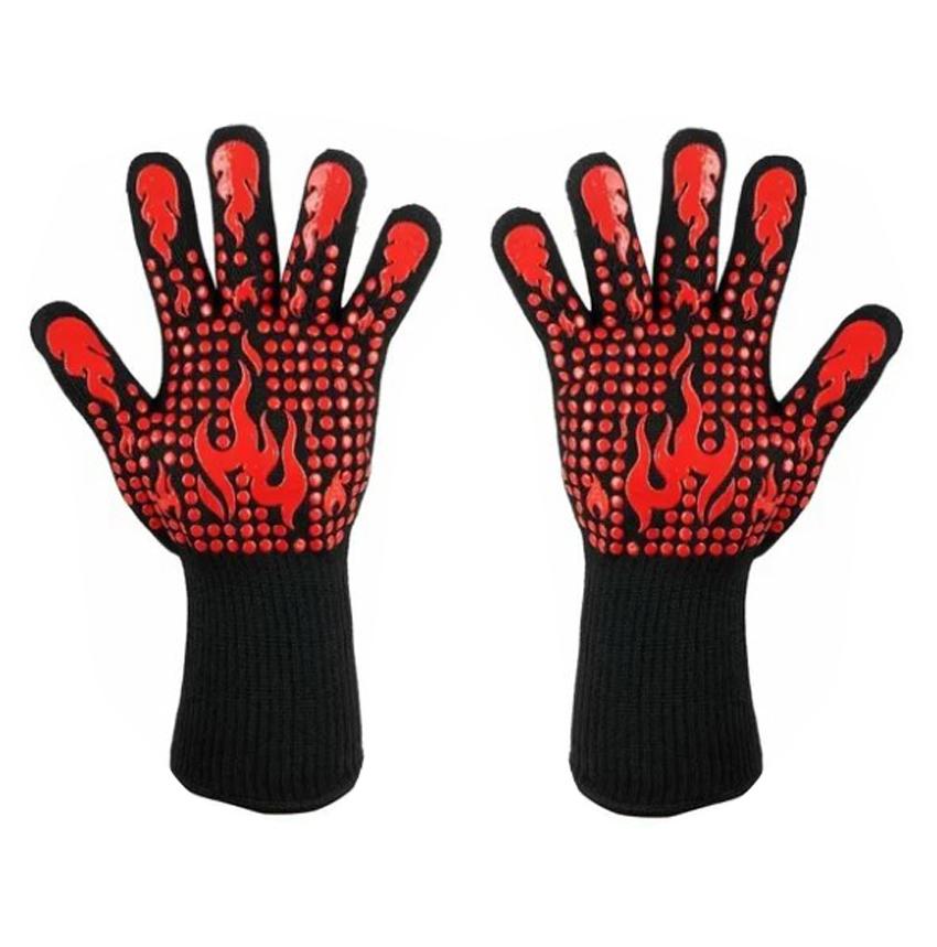 BBQ Gloves 1472 Fahrenheit  Heat Resistant Grilling Gloves Nonslip Silicone for Barbecue Cooking Baking
