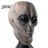 Detailed Alien Cosplay Accessory Halloween Grey Mask, Latex Full Head UFO Mask with Big Adult Costume Eyes, Soft Sci Fi Party Prop for Adults,