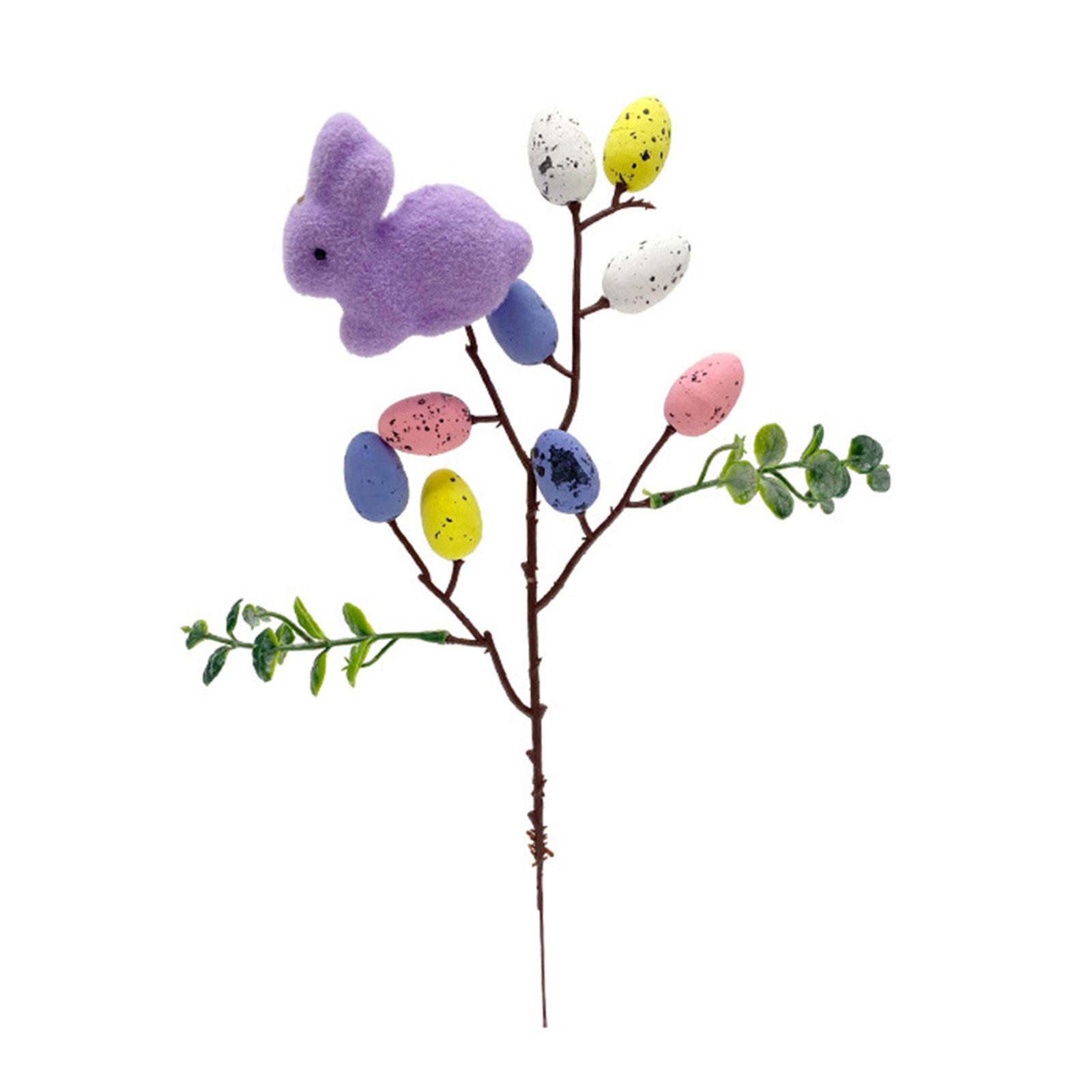 

Праздничная пасхальная цветочная композиция с кроликом, пятнистое яйцо, искусственные цветы, ветка, красочное украшение для торжеств E