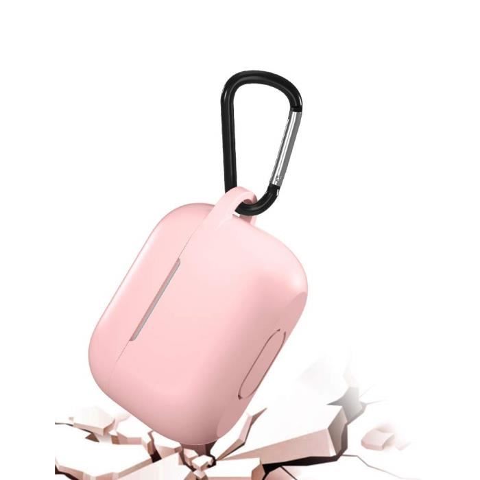 AirPods Case - Phonillico - Pink Silicone Cover - Shockproof Protection - Dust Plug - Carabiner