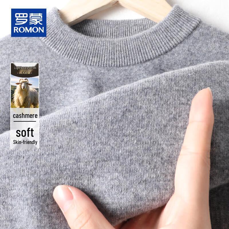 ROMON Men's Round Neck Cashmere Blend Pullover Sweater