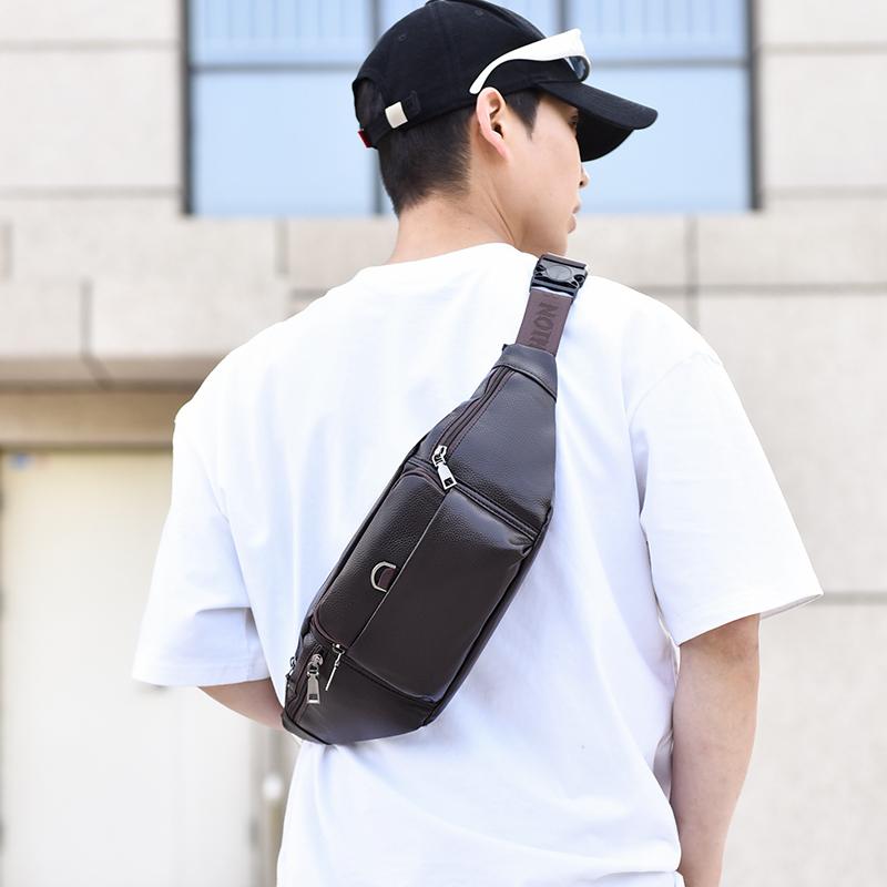 Men's Leather Waist Bag - Retro Fanny Pack, Sling Chest Bum Bag, Crossbody Hip Belt, Casual Fashion, Durable & Stylish