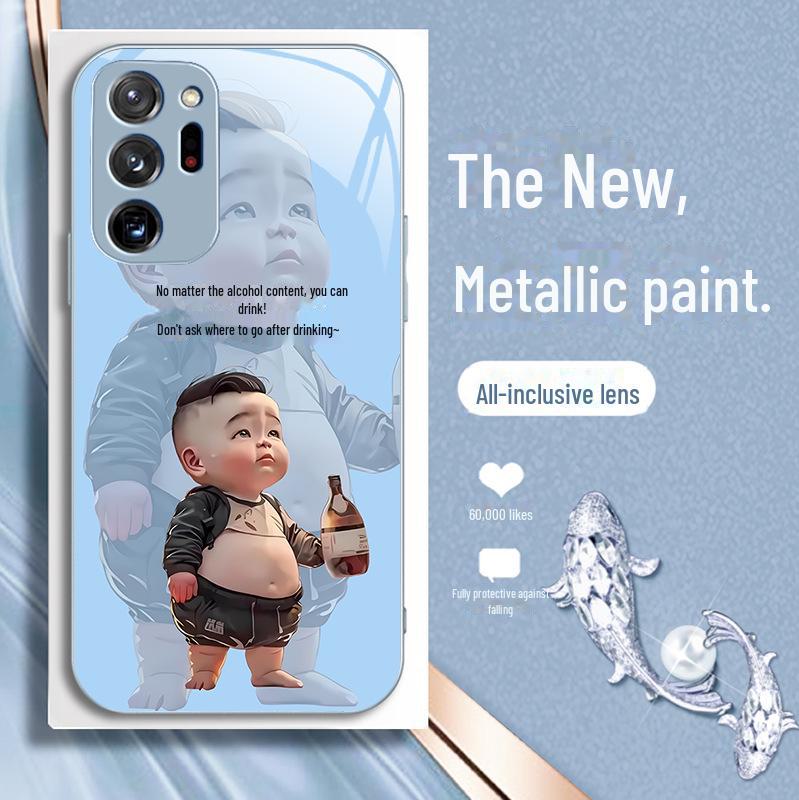 Samsung Note10+ Pánský Kreslený Kryt z Tekutého Skla Odolný proti Pádu A01 A02 A03.