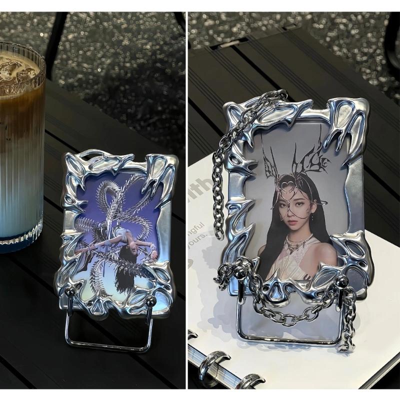 Original Electroplate Plasitic Frame Photo Binder Creative Idol Photo Card Holders for 3 Inch Card