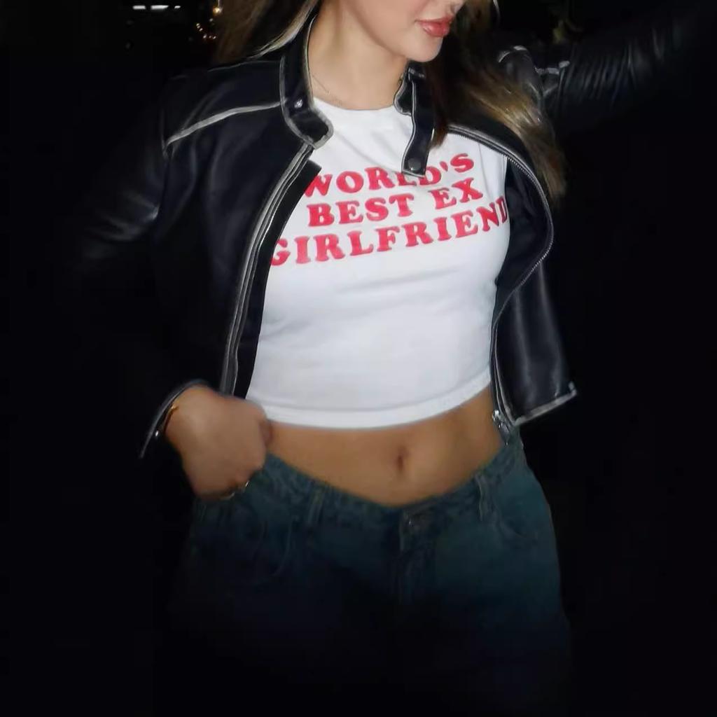 Migliore Ex Fidanzata del Mondo T-shirt hipster da strada europea e americana corta aderente a maniche corte nuova