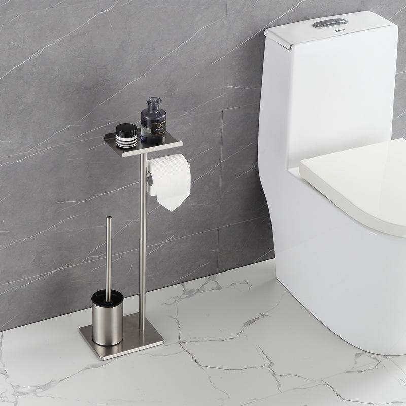 Toilet Brush Floor Type Paper Towel Holder Household Bathroom Waterproof Toilet  Roll Paper Vertical  New Multi-functi  Golden