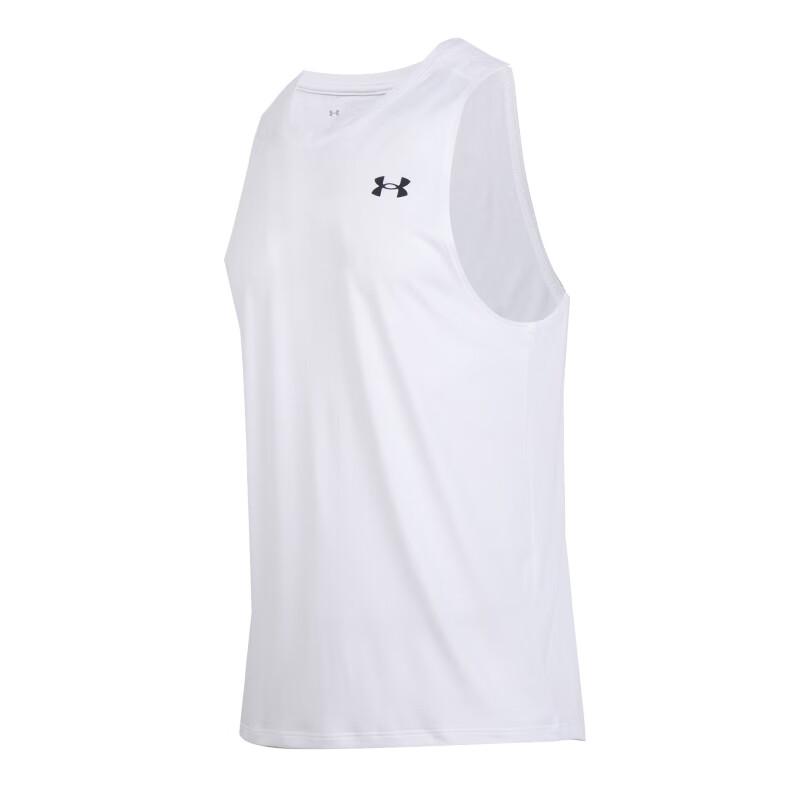Under Armour Round Neck Logo Print Quick Dry Soft Sweat Absorbing Fitted Sleeveless Tank Top Men Tops White 1382795-100