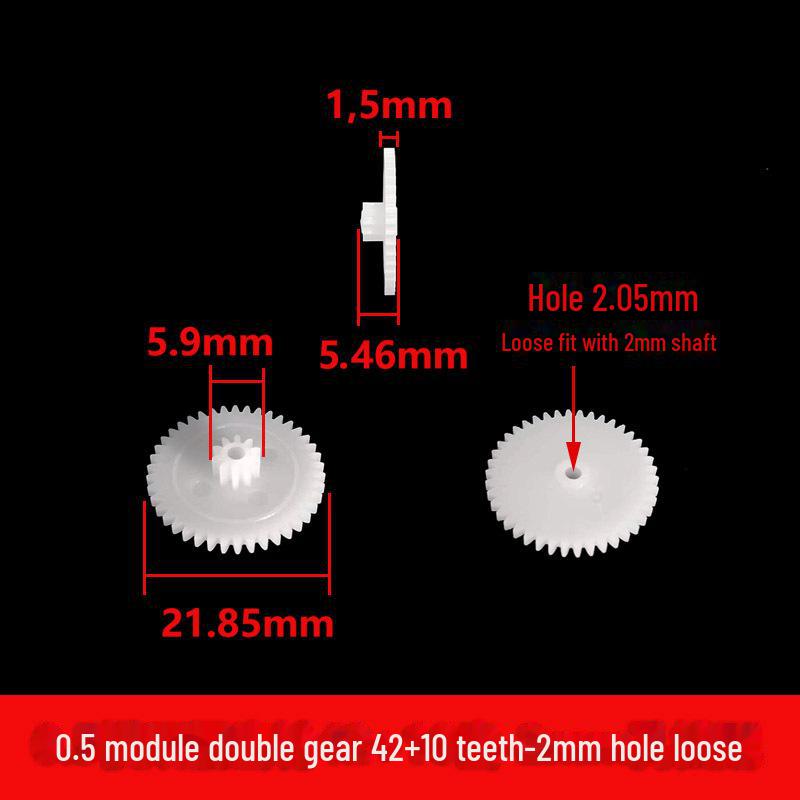Dwuwarstwowa plastikowa przekładnia zębata o module 0,5, 40-56 zębów, konstrukcja z podwójną redukcją