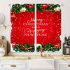 Weihnachts-Schneeflocken-Vorhänge Roter Text HD Digitaldruck Schlafzimmer Arbeitszimmer Wohnzimmer Fensterdekoration Vorhang-Set aus 2 Stück Hergestellt aus Polyester mit Stangentasche Waschbar