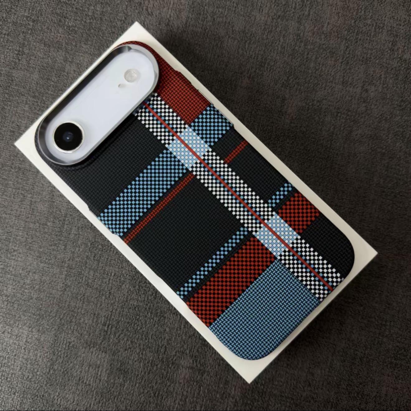 Plaid color matching for iPhone17PROMAX Kevlar magnetic mobile phone case Apple 17AIR hard skin iPhone 17