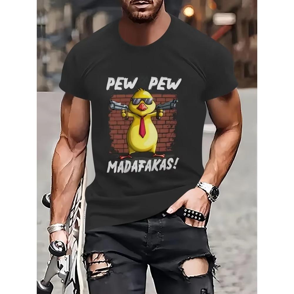 2025 New Street Style Men's Fashion T-shirt 3D Duck Print Men's Daily Casual T-shirt Outdoor Sports Men's Loose Short Sleeve Top
