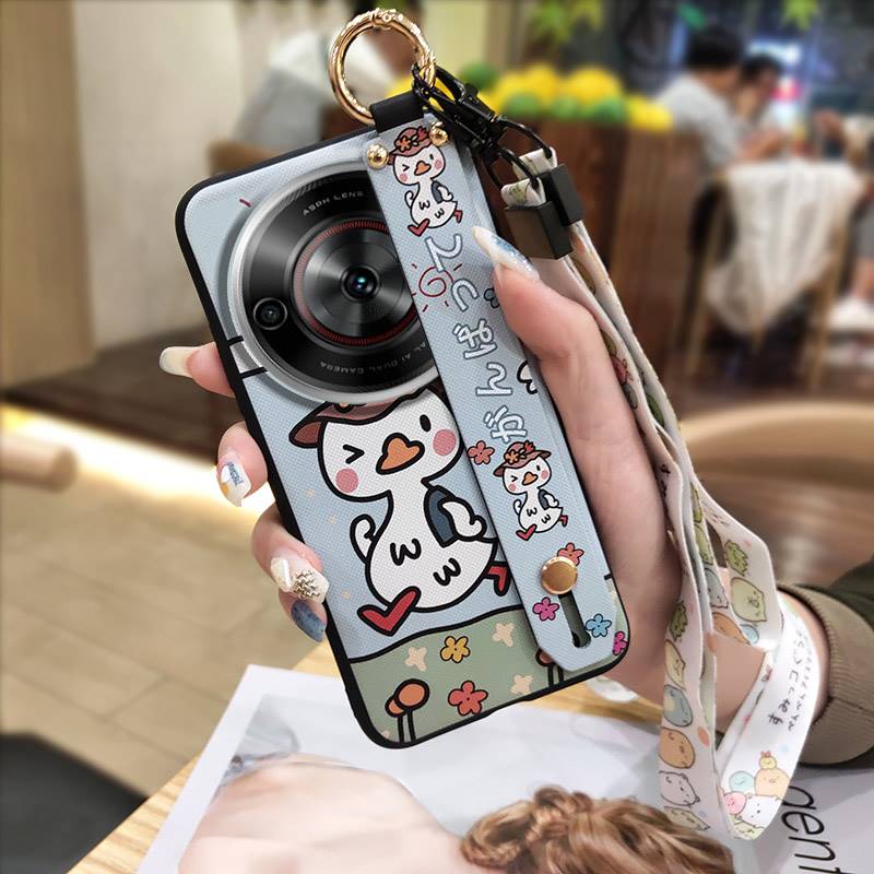 Cute Durable Phone Case For ZTE Blade A75 5G/Nubia Focus 5G/Calf 5G Cartoon Anti-knock Soft Case Ring Protective Lanyard