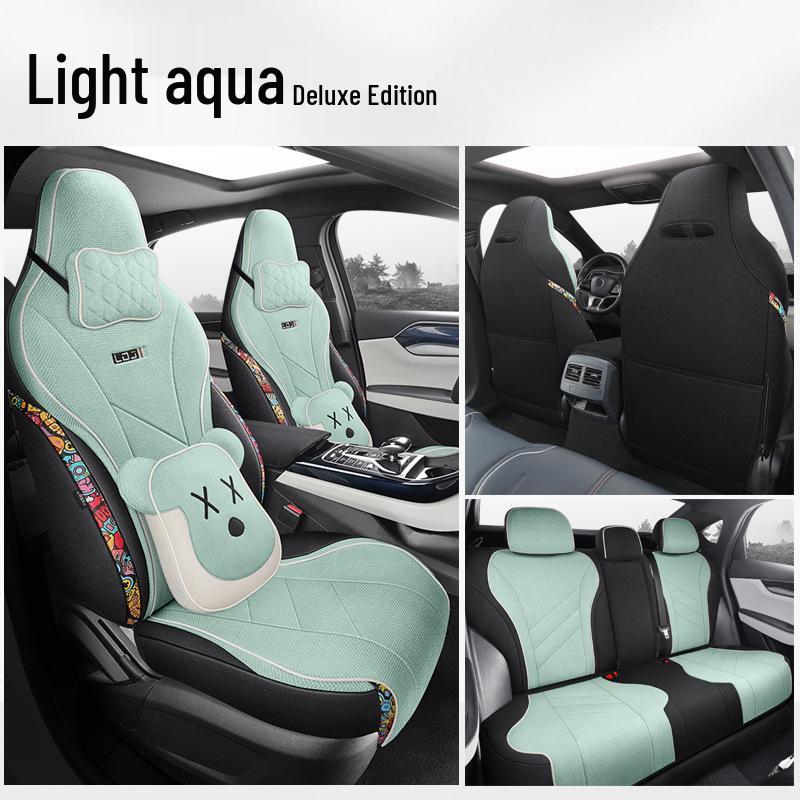 BYD Qin Plus All-Season Linen Cartoon Car Seat Cover