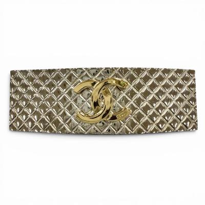 Used Excellent conditionVintage 98P Coco Mark Matelasse Hair Accessory Barrette Silver Gold Made In France Women's