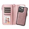 Applicable to iPhone17 mobile phone leather case 16Pro multi-function zipper wallet split magnetic two-in-one card