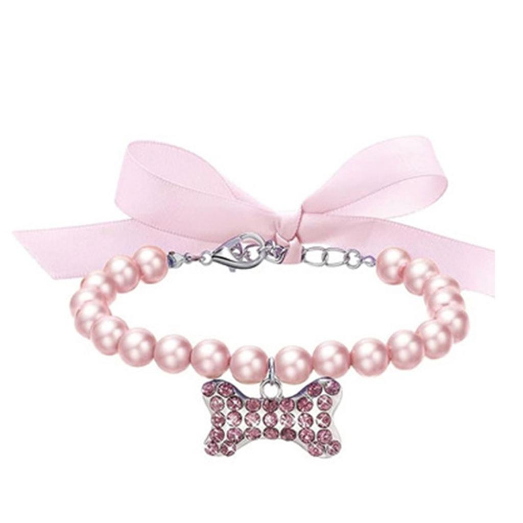 Imitation Pearl Cute Dog Necklace Pet Collar Accessories Jewelry Neck Chain For Small Dogs Large Dog Cats
