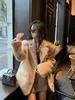 2024 Rose Pink Long-Haired Suit Jacket: European American Women's Street Fashion