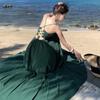 Retro reiner Wunsch sexy Kragen Hosenträgerkleid Damen Urlaubsstil rückenfrei und dünn Temperament Taille Schwingkleid
