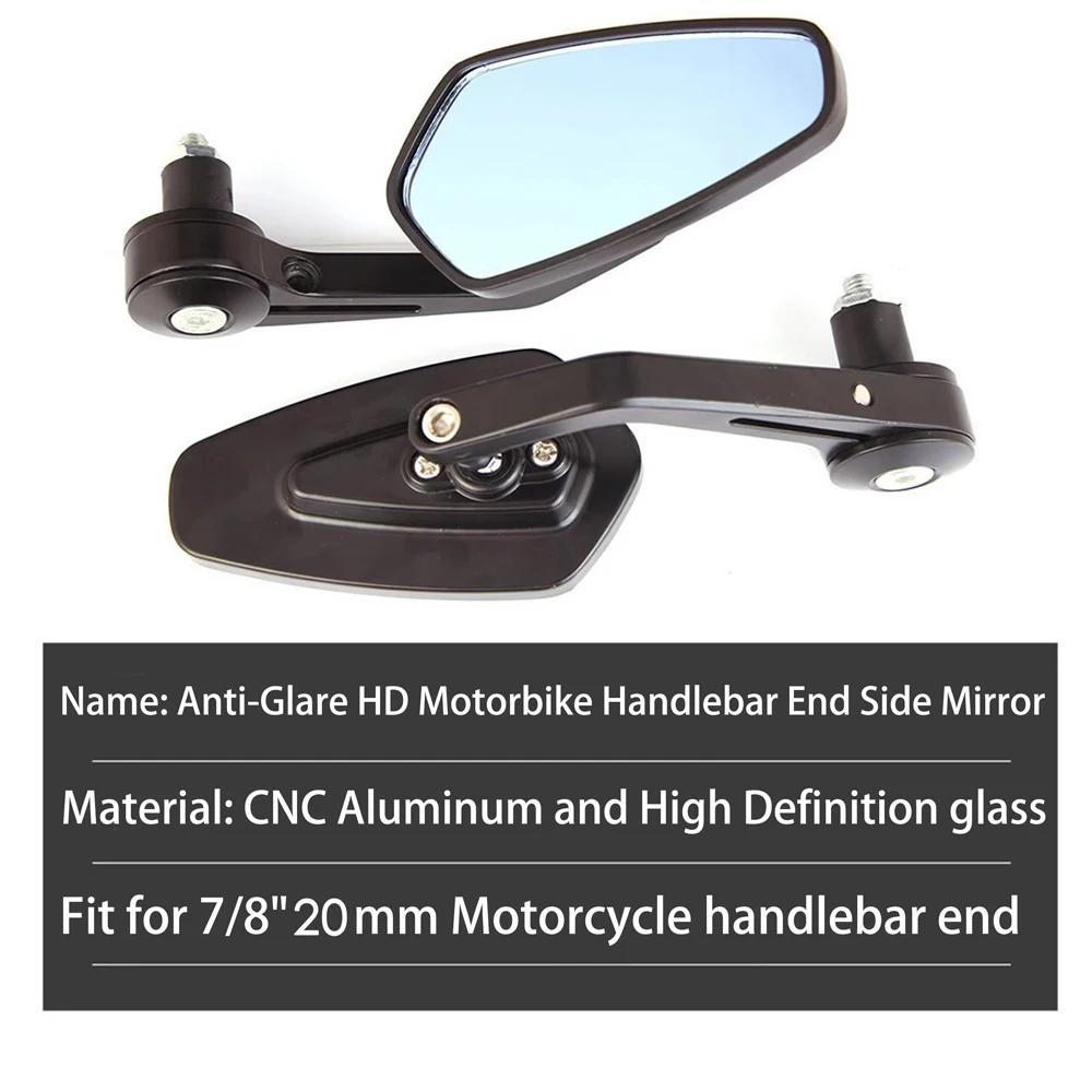 Motorcycle Modification Blue Mirror Reverse Mirror Handle Mirror 22mm Handle Mirror Oval Suitable for Chunfeng NK250 and NK650