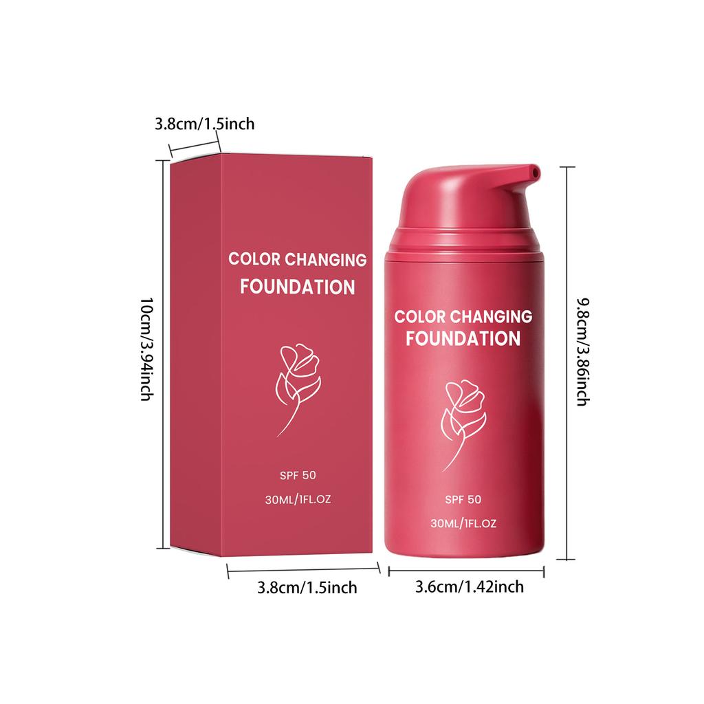 Color Changing Foundation Even Skin Tone Non‑Cakey Fade Fine Lines Lightweight Texture Oil Control Natural Finish Base Makeup
