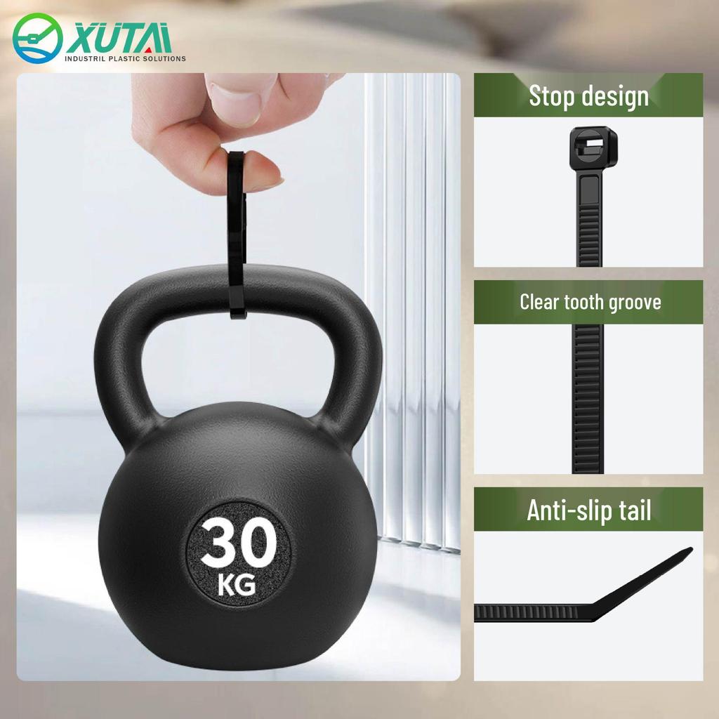 Heavy-Duty Self-Locking Nylon Cable Tie Tensioner - Black & White