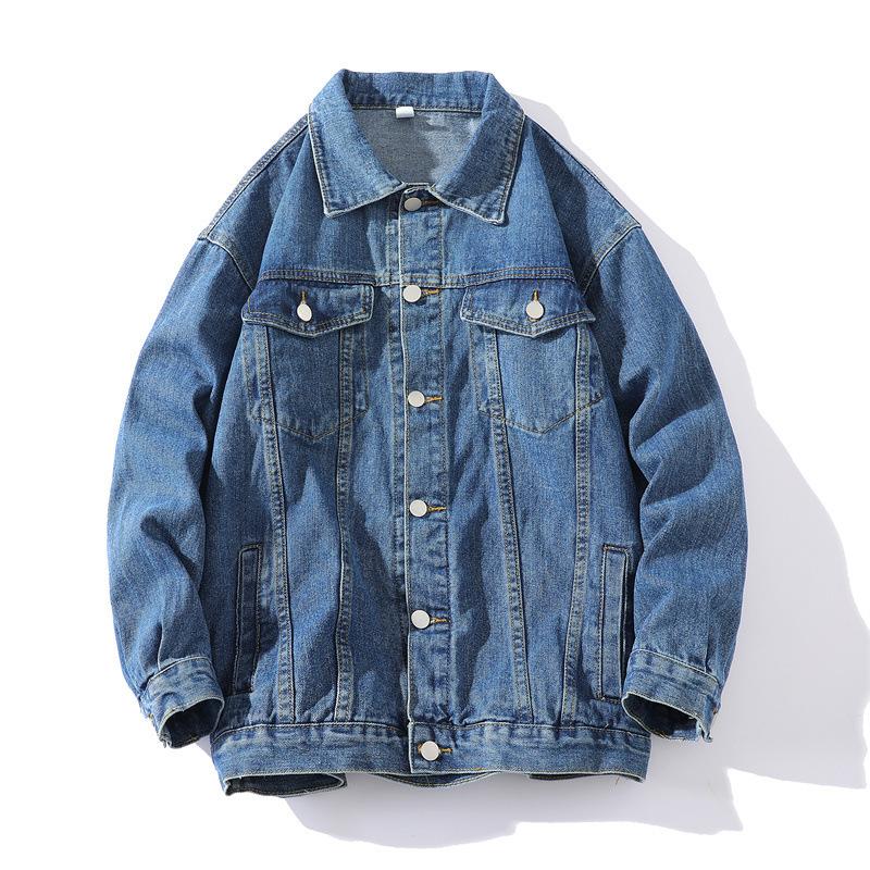 Autumn and Winter Solid Color Loose Denim Clothes Men's Large Size Denim Jacket Men's Jacket