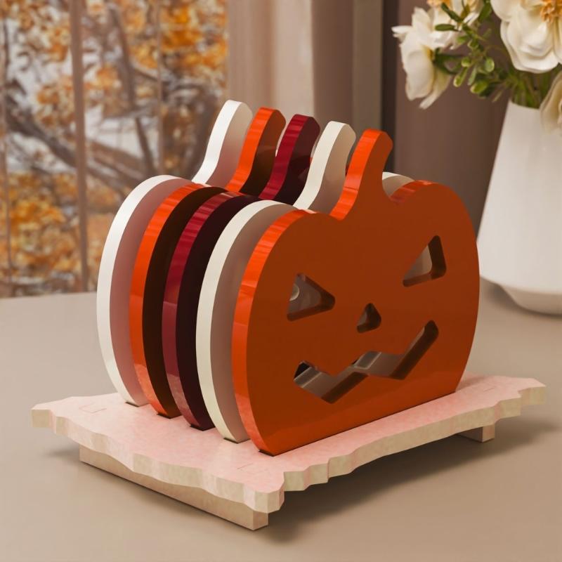 Pumpkin Coaster Silicone Mold For Baking Crafting Art Halloween Home Decoration With Easy Releases Designs
