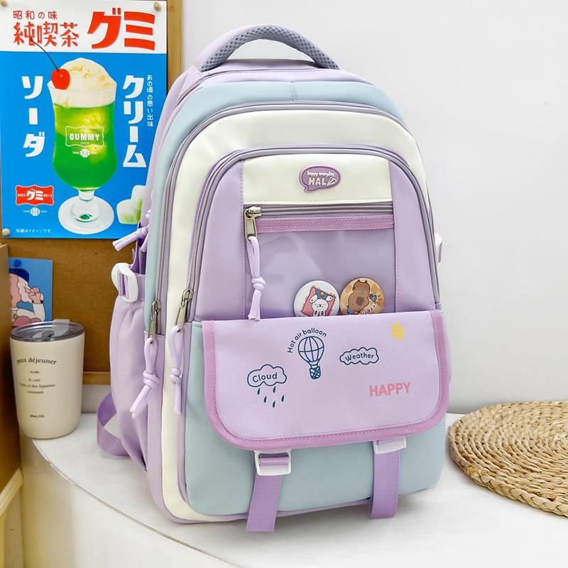 Contrast Color Women Large Capacity Backpack Student School Bag