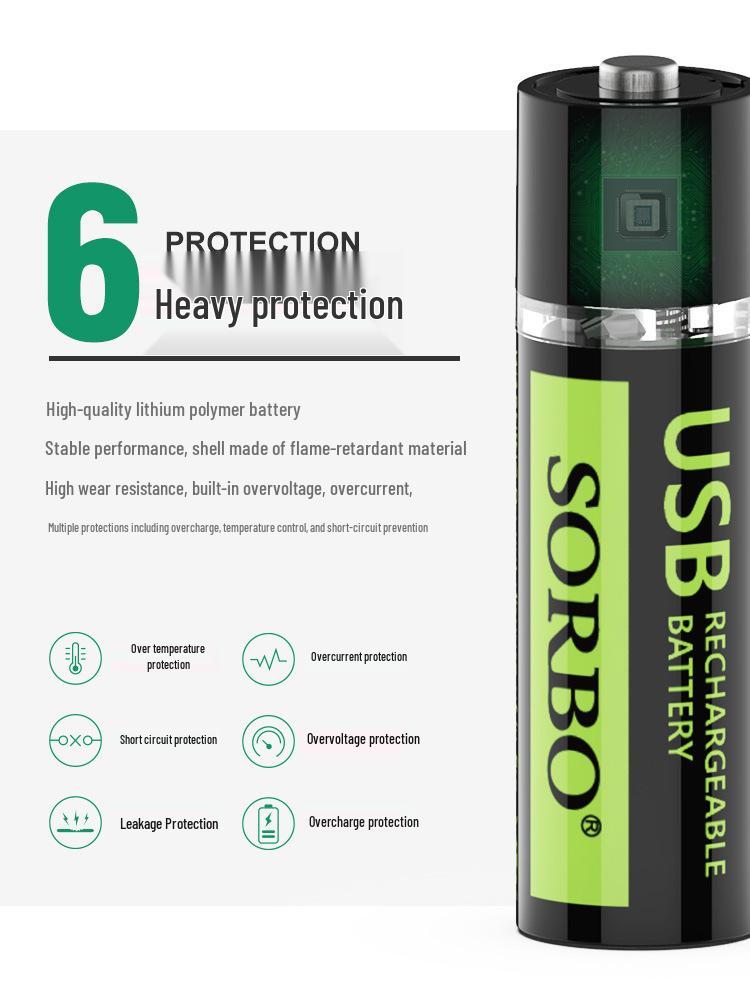 USB 5. Generation Schnellladegerät-Kit für 1,5V wiederaufladbare Lithiumbatterien & Universelle Sportkameras