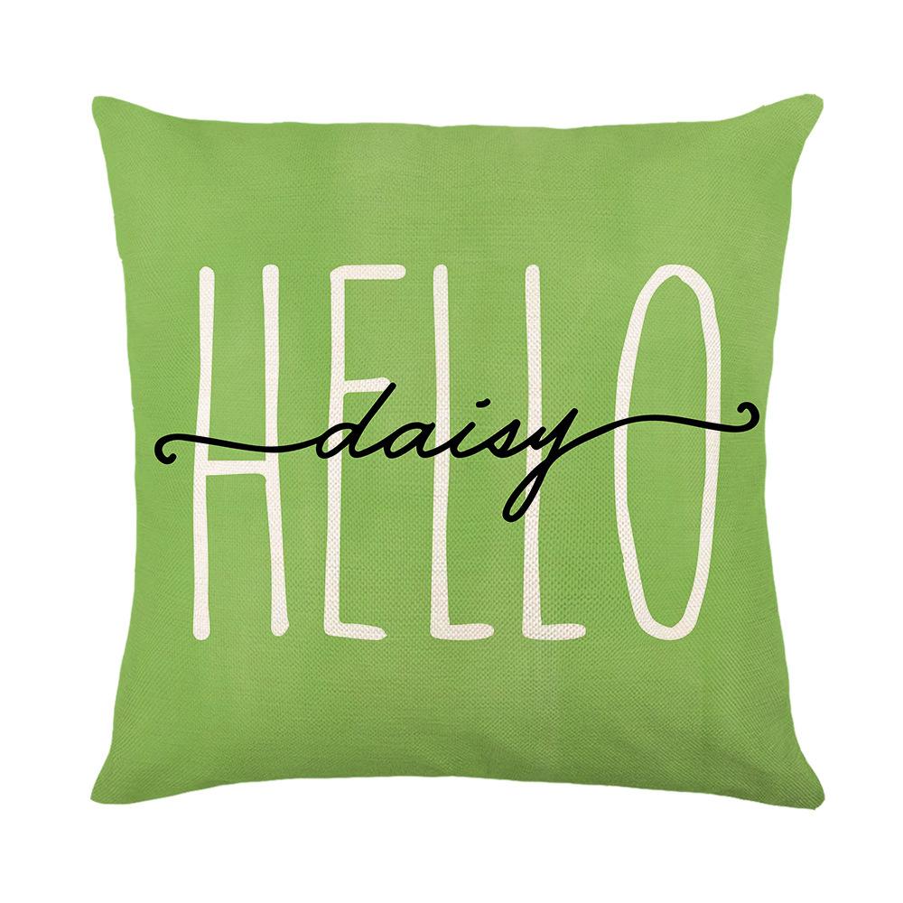 Home Spring Floral Pillow Cover Linen Letter Sofa Cushion Cover Office Cushion Study Chair Backrest