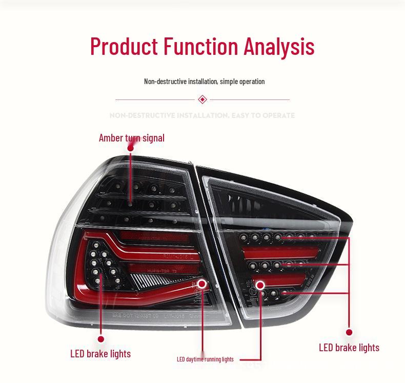 LED Taillight Assembly for BMW 3 Series E90 (05-08) with DRL & Turn Signal