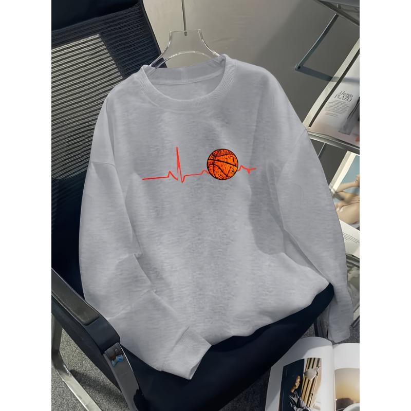 European sizes Teen Boys' Print Pattern Casual Sports Fall Winter Long Sleeve Sweatshirt, Warm Crew Neck Top, Comfortable Outdoor Wear.