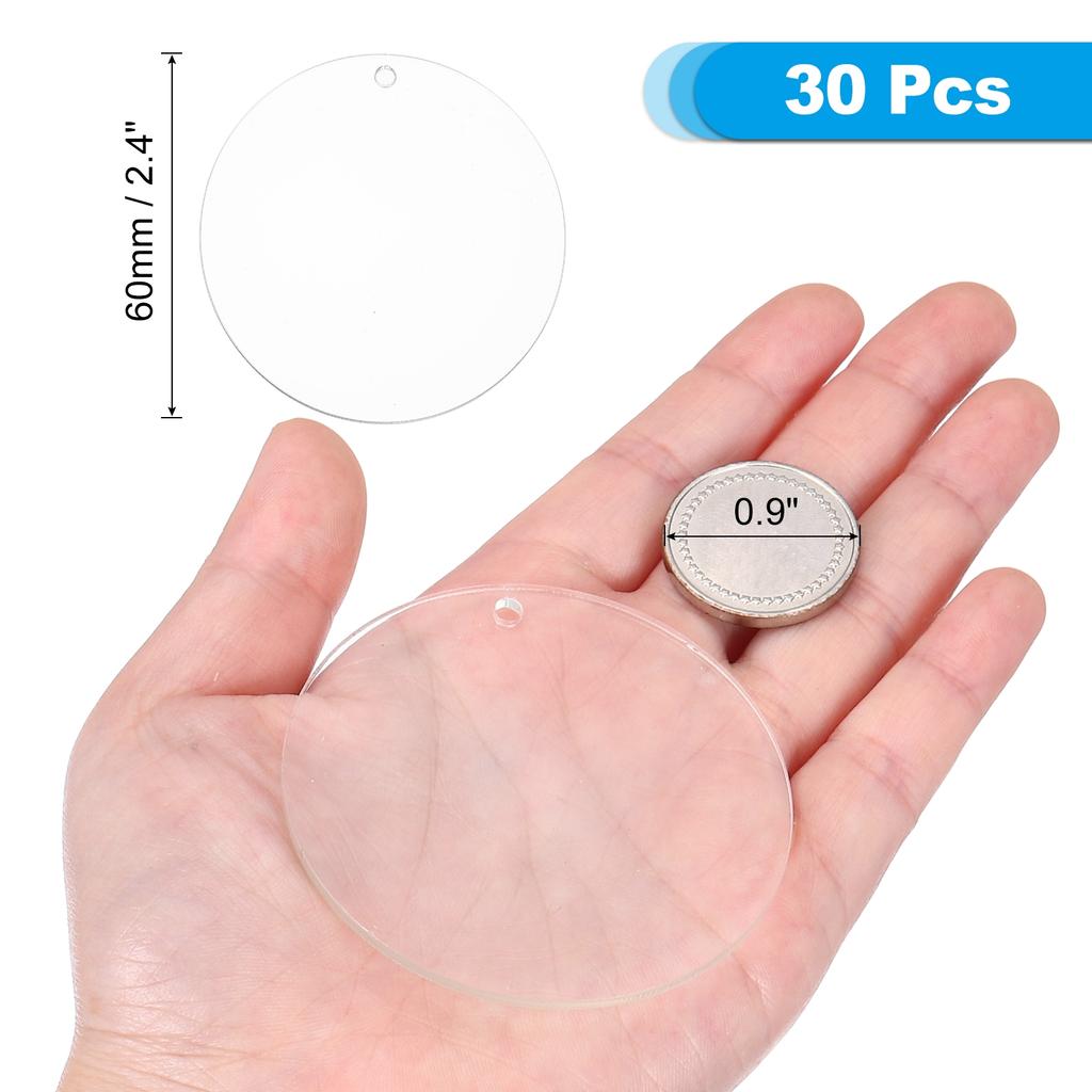 Acrylic Keychain Blanks Round Clear Acrylic Keychain 3mm Thick Circle Discs Blanks with Hole for Craft Tag Pendant Hanging Label