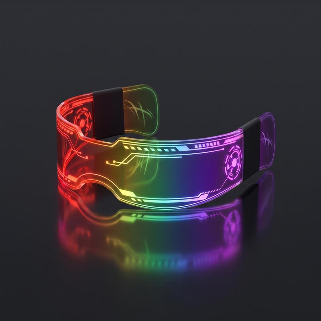 Multicolor Light-up Glasses | Adjustable-Looking Band, futuristic Goggles with