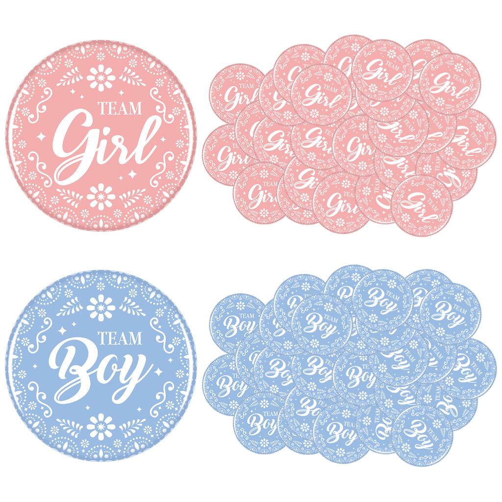 100 Pcs Cielito Lindo Gender Reveal Button Pins, Mexican Themed Team Boy Girl Badges For Pink Blue Baby Shower Party Favors Game