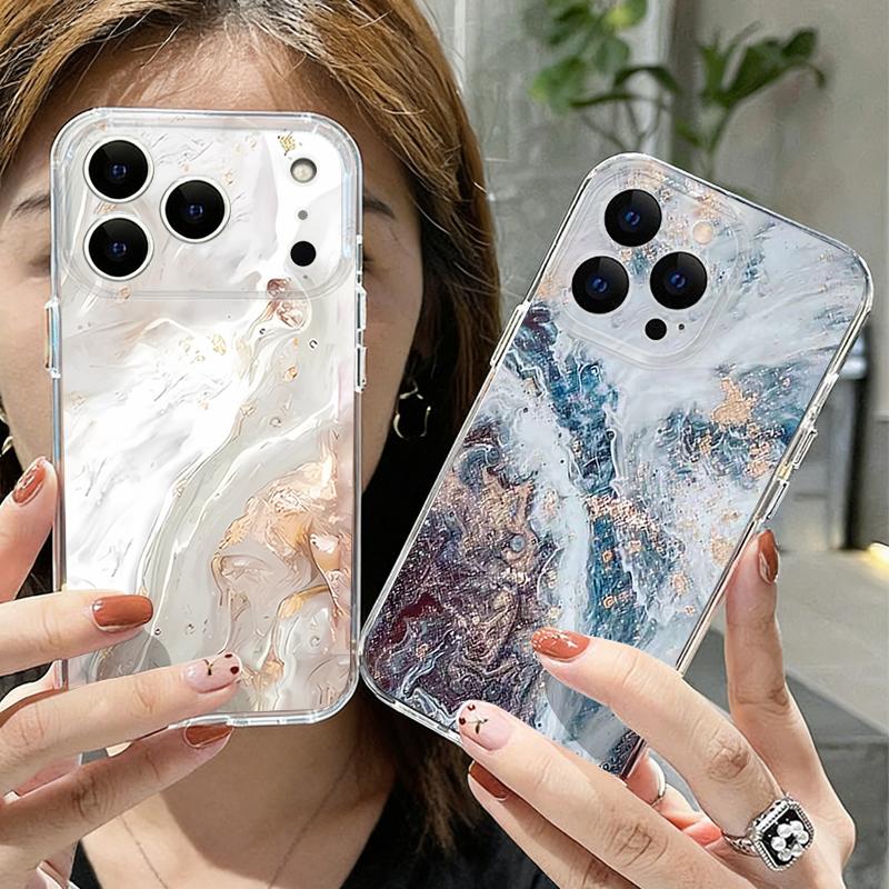 Gilding Marble Pattern Case For iPhone 17 Pro Max Coque iPhone 16 15 14 13 12 Pro Max 11 Clear TPU Silicone Soft Cover