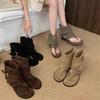 Niche Blogger's Same Personalized Toe Clamped Breathable Roman Shoes for Women's Casual Flip Flops, Flat Bottomed Short Boots, and Cool Boots