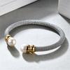 Personality Cable Pearls Titaniums Steel Bracelet Adjustable Open Bangle Two Color Electroplated Wristband for Women