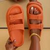 Myk såle putetøfler for kvinner dobbel spenne tykk plattform skysklier sandaler dame sommerstrand sklisikker flip flops