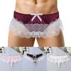Men Sissy Lace See Through Panties Sexy Satin Thong Briefs Underwear