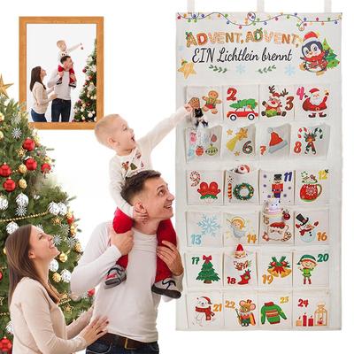 Calendrier de l'Avent de Noël Sac de Rangement Suspendu 24 Jours Poches Décoration de Noël Pour Bureau Mur Porte Salle de Bain Décoration de Maison